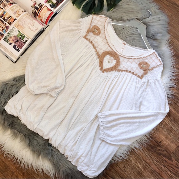 Free People Tops - Free People | Begonia Embroidered Linen Blend Top